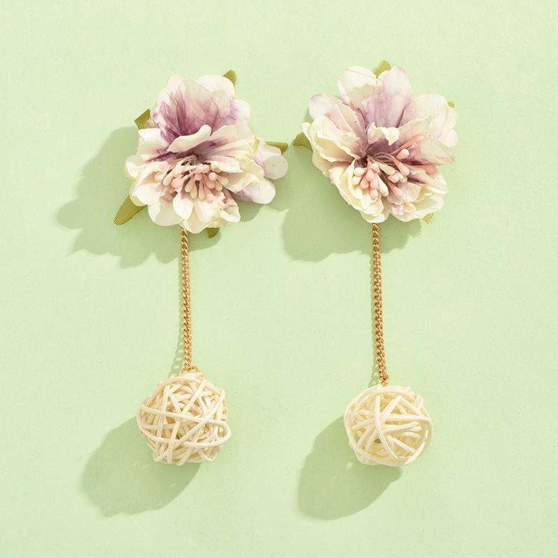 1 Pair Casual Elegant Flower Plating Cloth Drop Earrings display picture 4