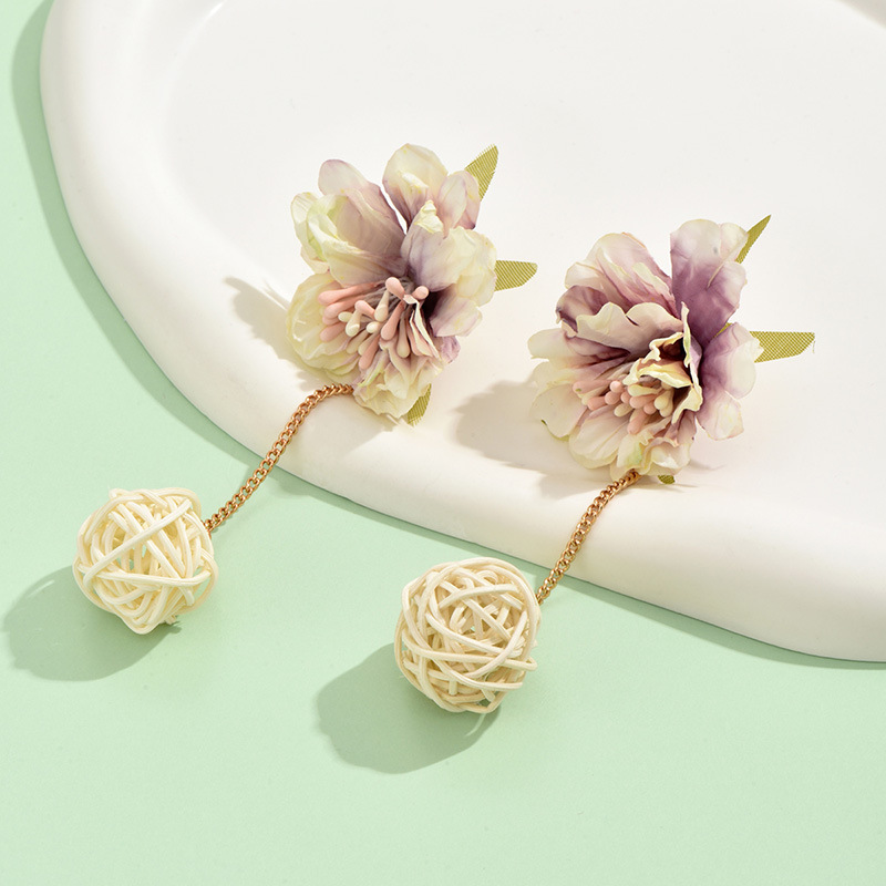 1 Pair Casual Elegant Flower Plating Cloth Drop Earrings display picture 6