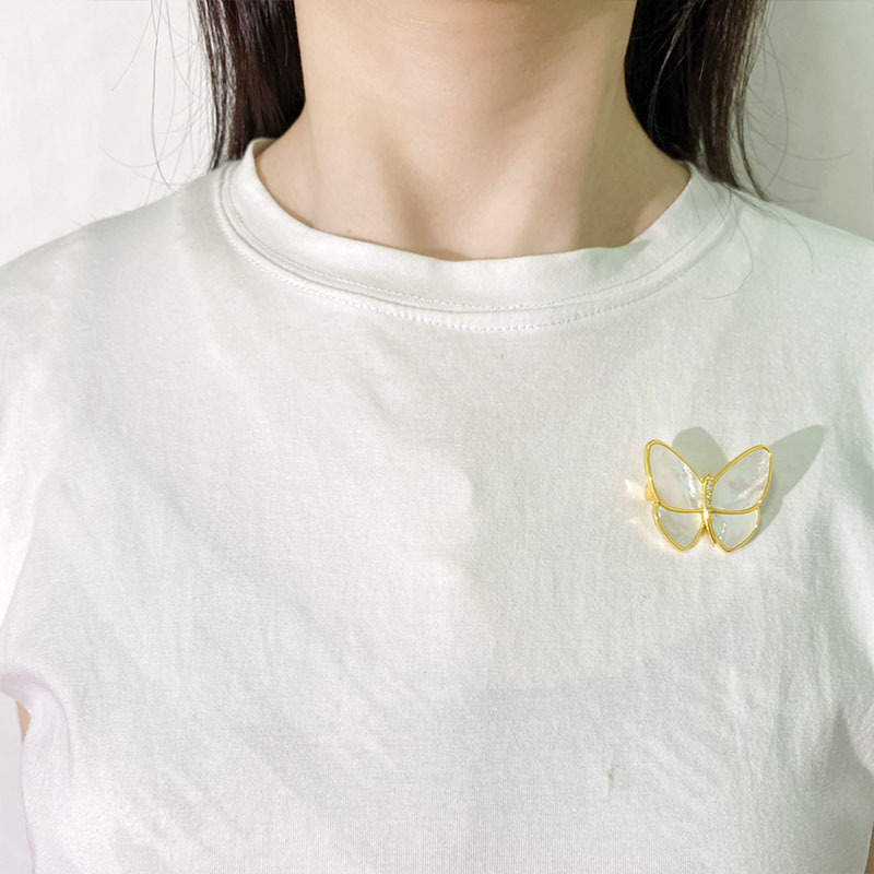IG Style Commute Butterfly Alloy Inlay Shell Zircon Unisex Brooches 1 Piece display picture 1
