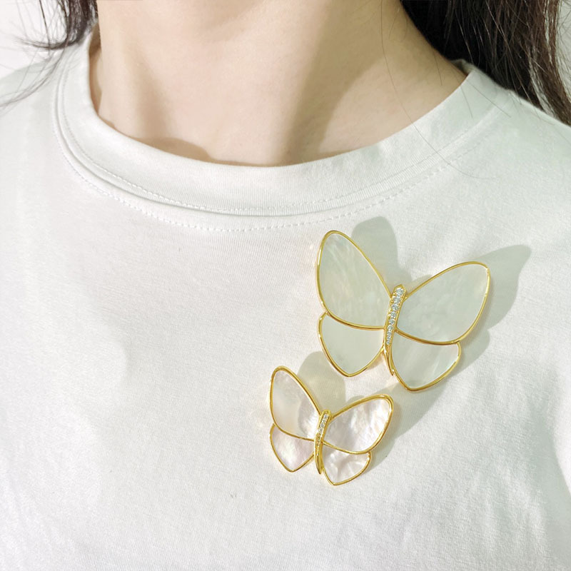 IG Style Commute Butterfly Alloy Inlay Shell Zircon Unisex Brooches 1 Piece display picture 3