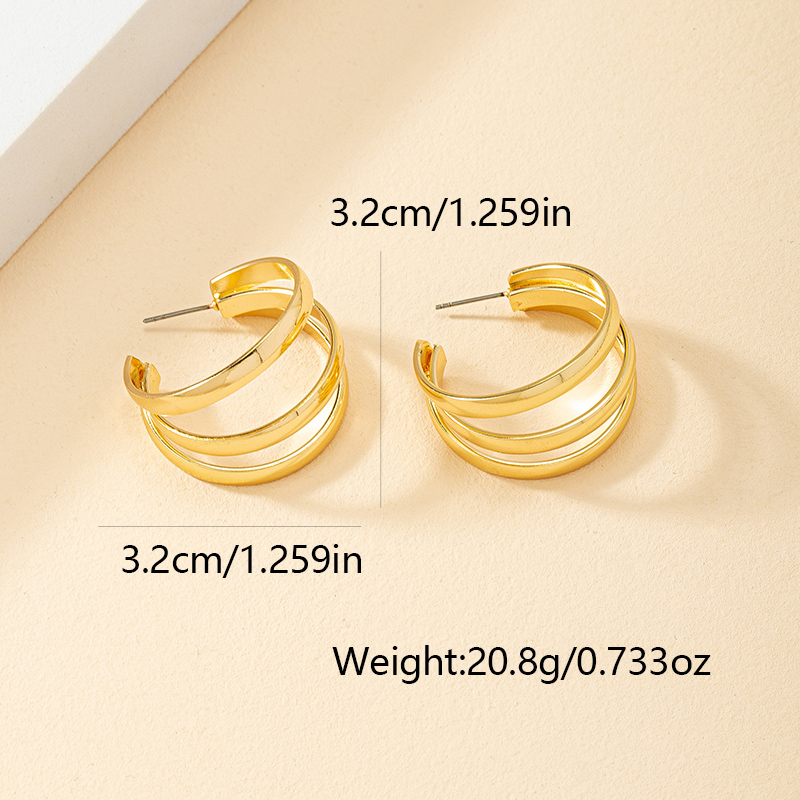 1 Pair Sweet Classic Style Commute Lines Layered Alloy 14K Gold Plated Ear Studs display picture 4