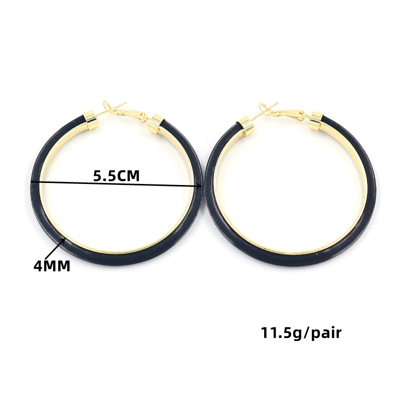 1 Pair Casual Simple Style Color Block Pu Leather Alloy Iron Hoop Earrings display picture 9