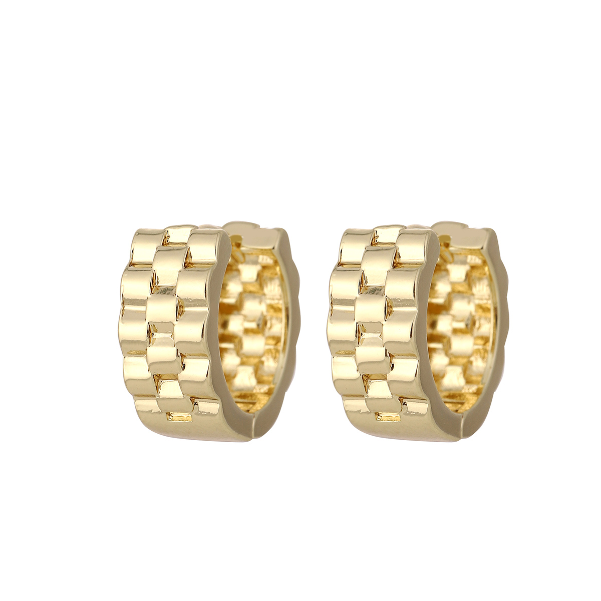 1 Pair Elegant Solid Color Geometric Copper K Gold Plated Hoop Earrings display picture 1