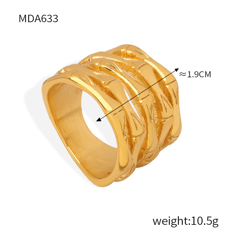 Titanium Steel 18K Gold Plated Casual Simple Style Bamboo Patchwork Plating Rings display picture 6