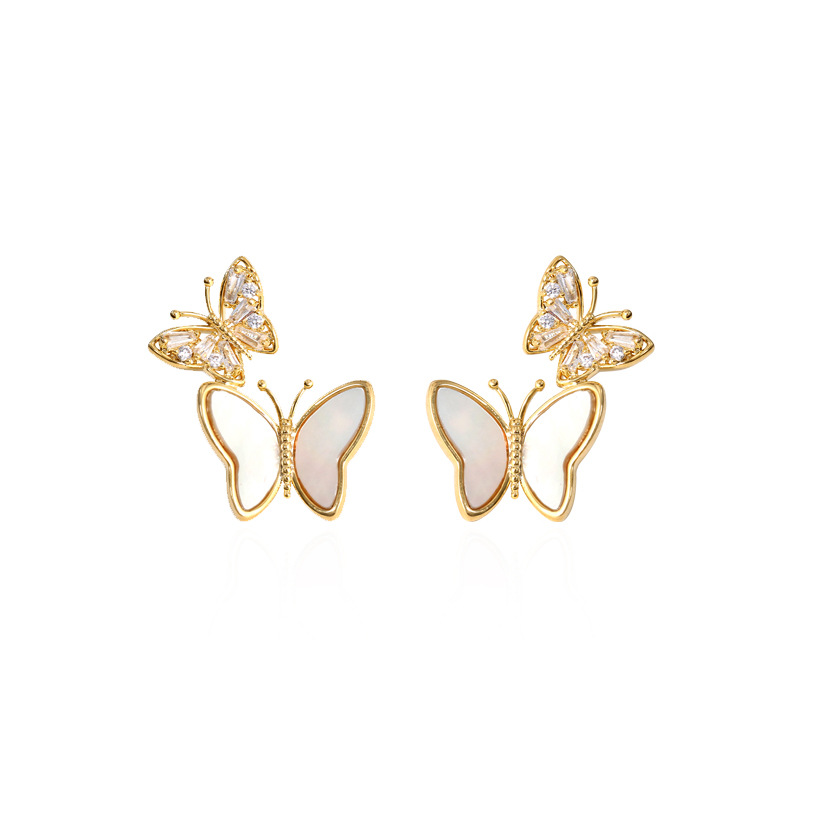 1 Par Elegante Estilo Simple Mariposa Cobre Chapados en oro de 18k Pendientes display picture 6