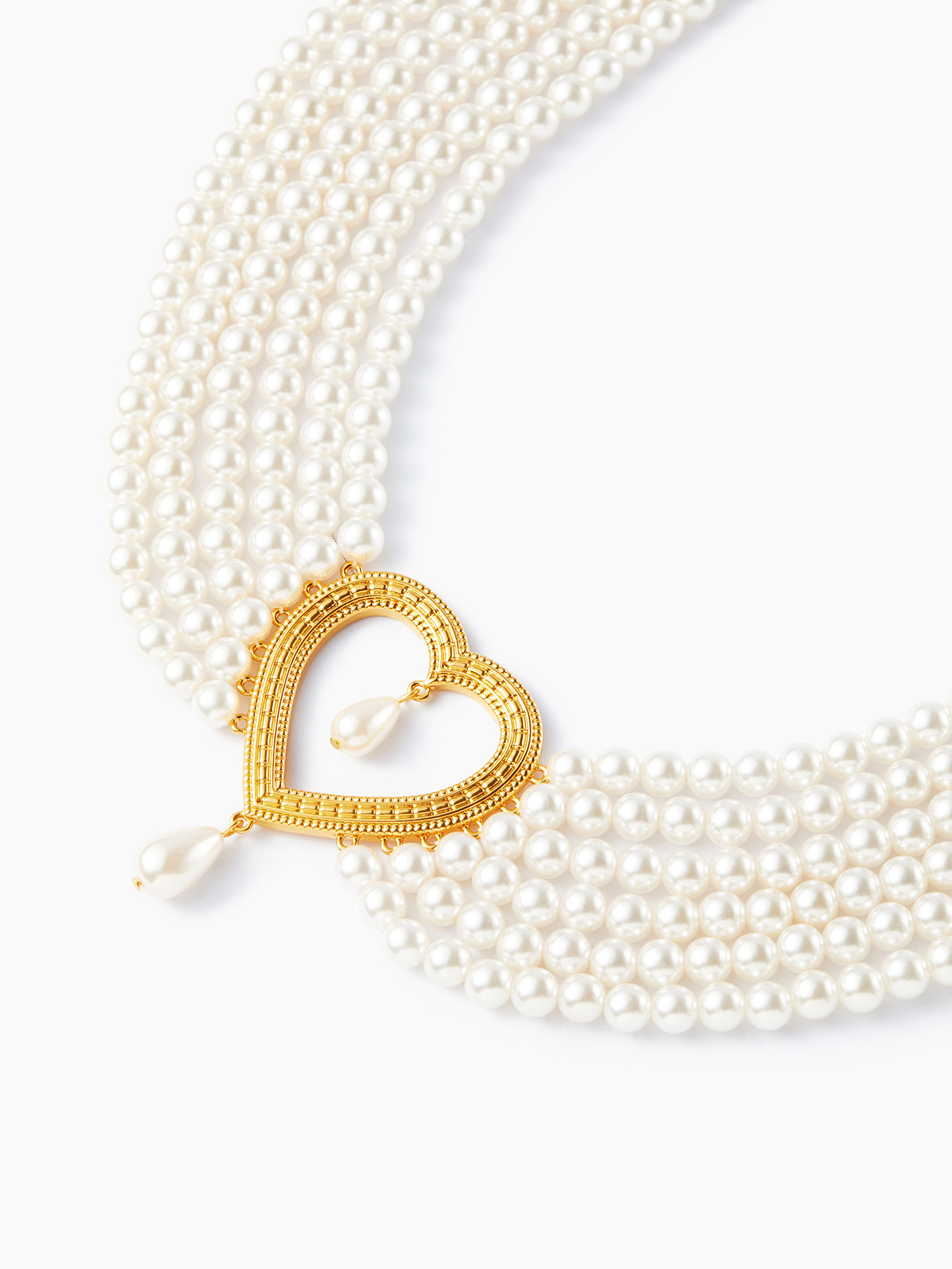 Elegant French Style Heart Shape Imitation Pearl Alloy Beaded 18K Gold Plated Women's Layered Necklaces display picture 3