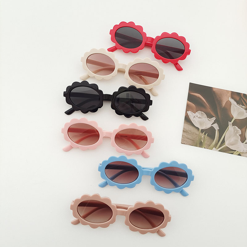 IG Style Flower Pc Resin Oval Frame Full Frame Kids Sunglasses display picture 2