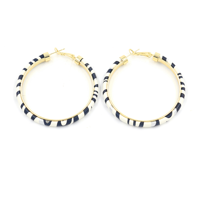 1 Pair Casual Simple Style Color Block Pu Leather Alloy Iron Hoop Earrings display picture 1