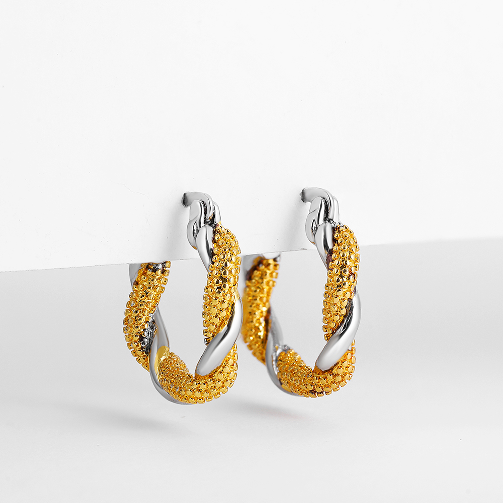 1 Paire Style Classique Bloc De Couleur Placage Le Cuivre Plaqué Or 18K Des Boucles D'Oreilles display picture 3