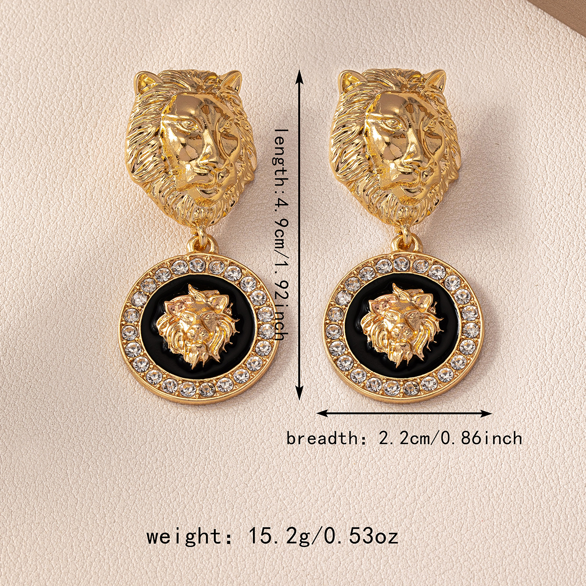 1 Pair Hip-Hop Rock Lion Carving Alloy Drop Earrings display picture 2