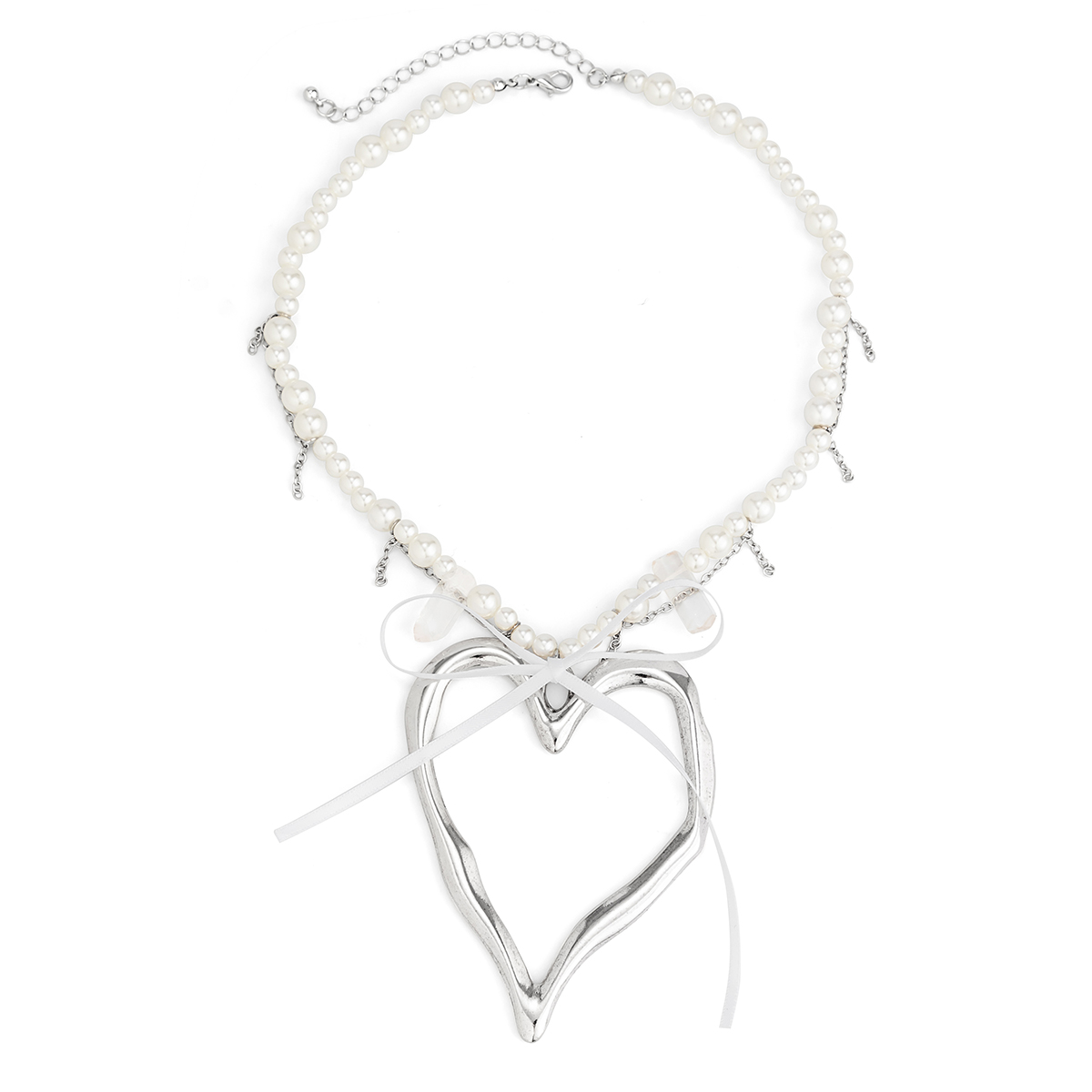 IG Style Elegant Heart Shape Bow Knot Imitation Pearl Alloy Beaded Women's display picture 4