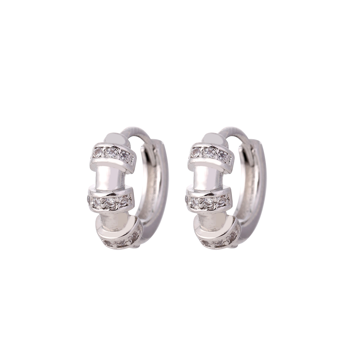1 Pair Elegant Simple Style Round Copper Zircon Silver Plated Hoop Earrings display picture 5