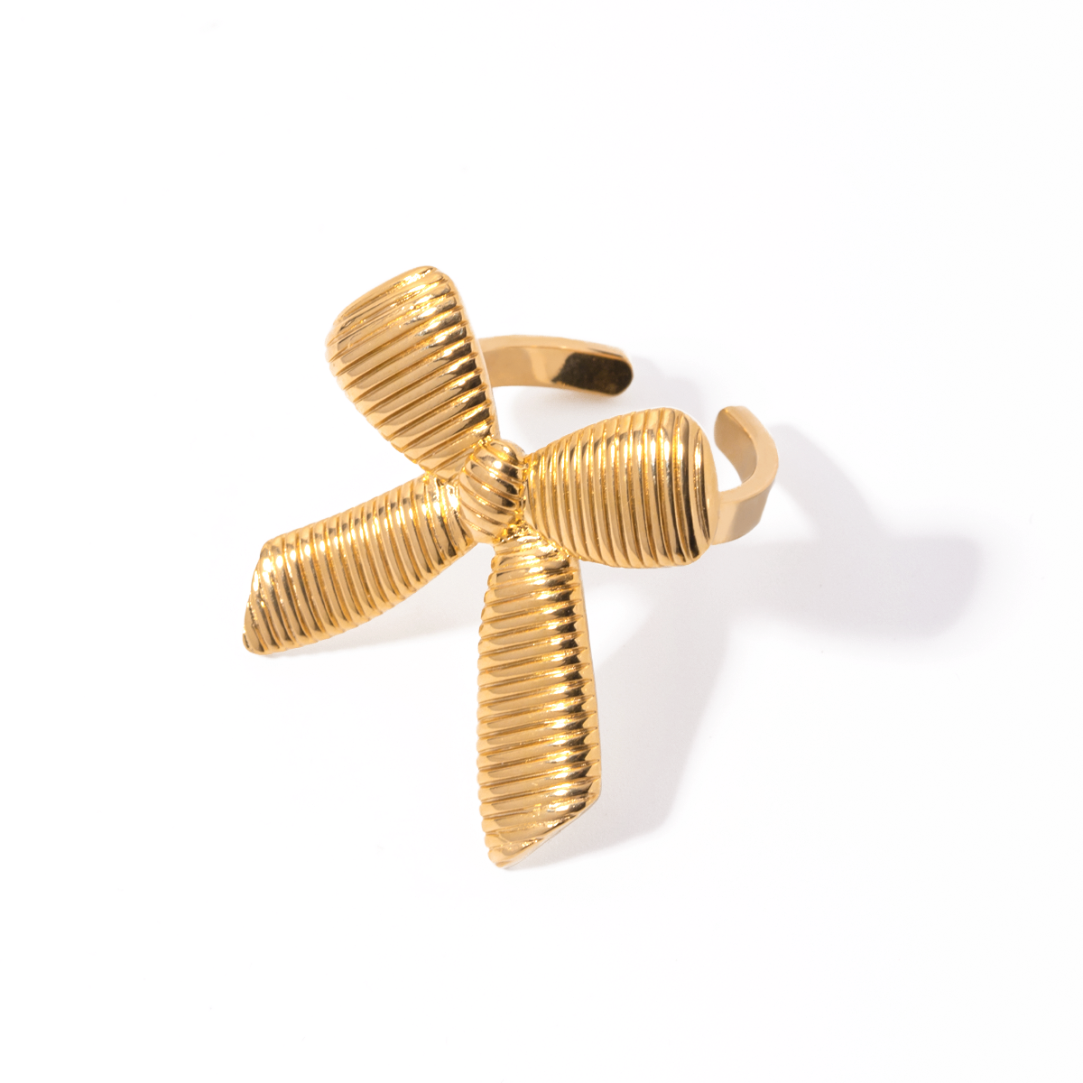 316 Stainless Steel  18K Gold Plated IG Style Casual Bow Knot Open Rings display picture 4