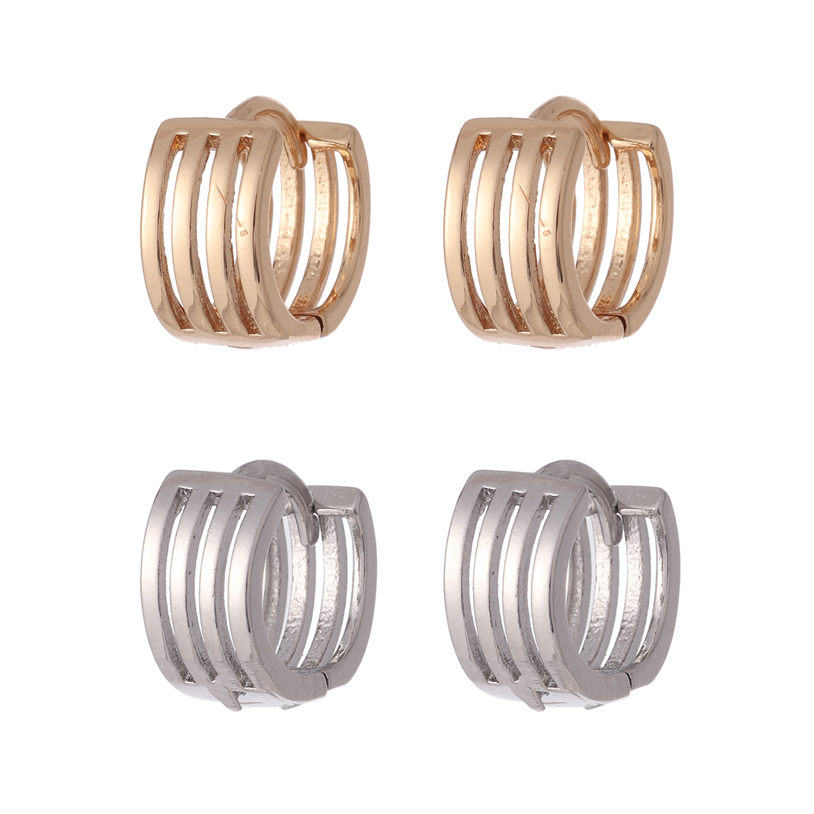 1 Pair Elegant Solid Color Stripe Copper K Gold Plated Silver Plated Hoop Earrings display picture 3