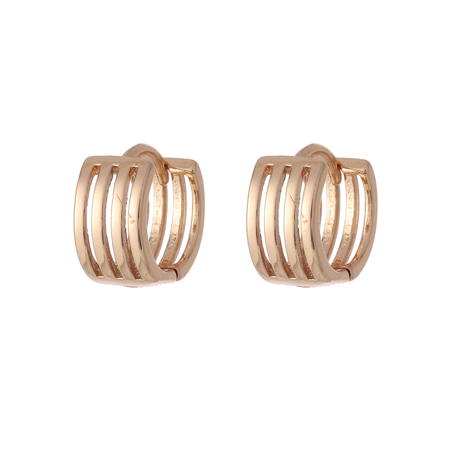 1 Pair Elegant Solid Color Stripe Copper K Gold Plated Silver Plated Hoop Earrings display picture 2