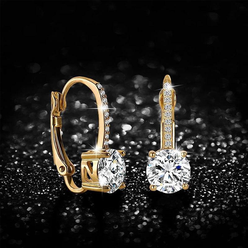 1 Pair Elegant Glam Oval Copper Zircon K Gold Plated Rose Gold Plated White Gold Plated Hoop Earrings display picture 4