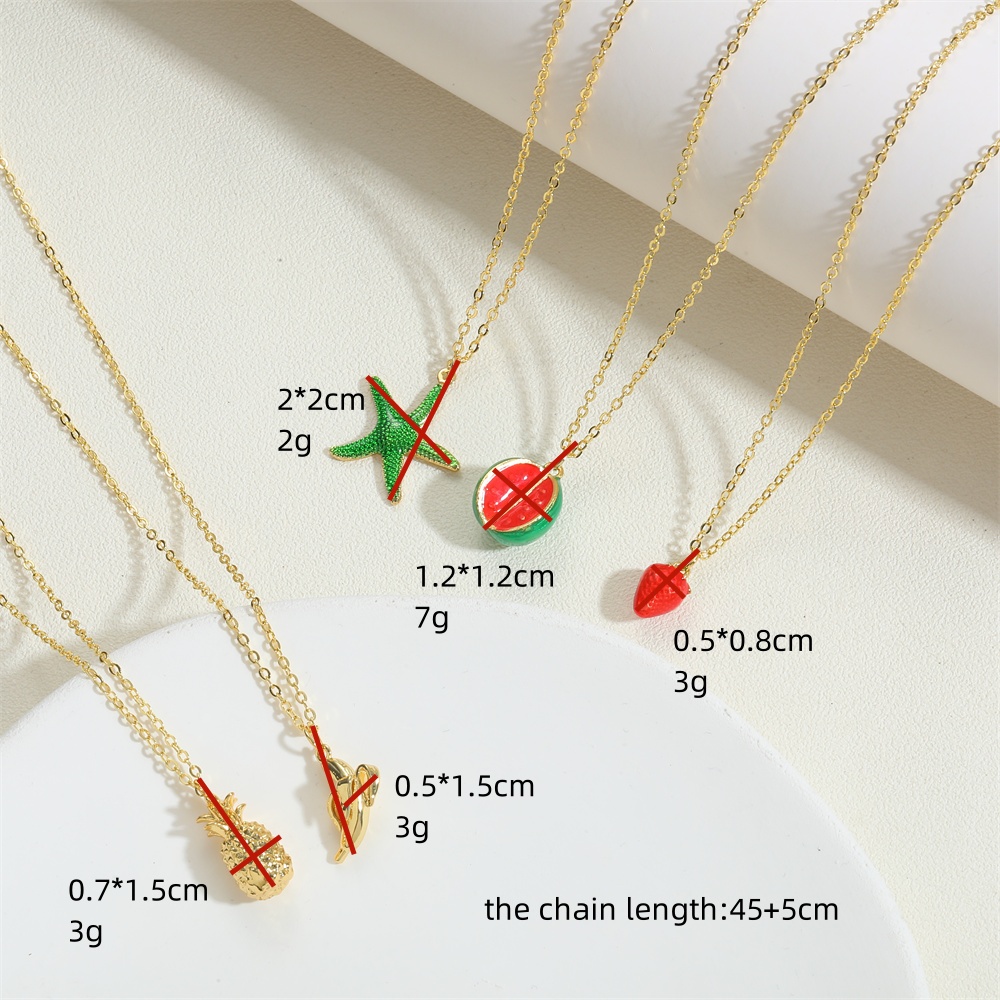 Copper 14K Gold Plated Vintage Style Simple Style Commute Fruit Enamel Pendant Necklace display picture 5