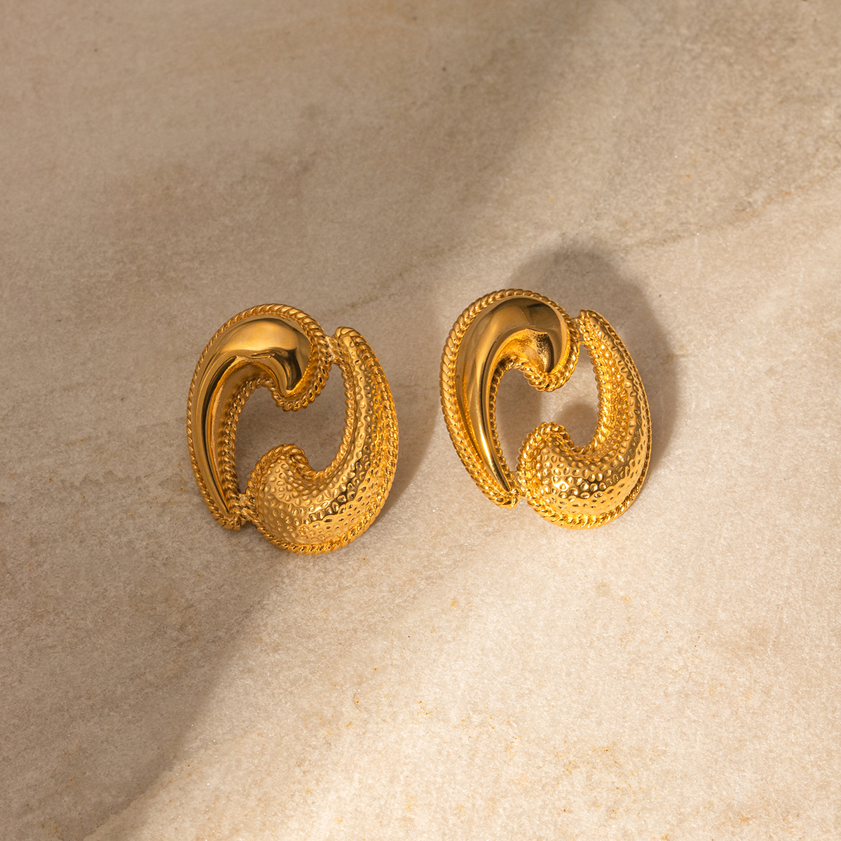1 Pair IG Style Water Droplets 304 Stainless Steel 18K Gold Plated Ear Studs display picture 8