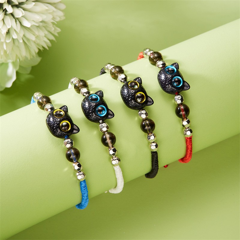 Cute Cat Resin Rope Unisex Bracelets display picture 1
