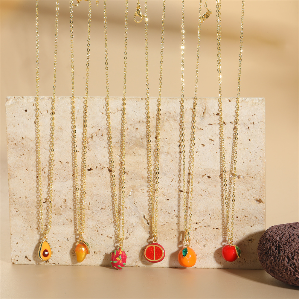 Kupfer 14 Karat Vergoldet Vintage-Stil Einfacher Stil Pendeln Frucht Halskette Mit Anhänger display picture 6
