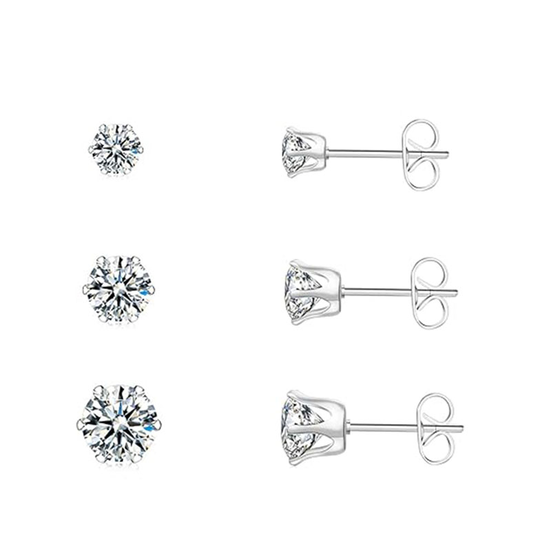 Elegant Glam Romantic Round Handmade Inlay Copper Zircon White Gold Plated Ear Studs display picture 8