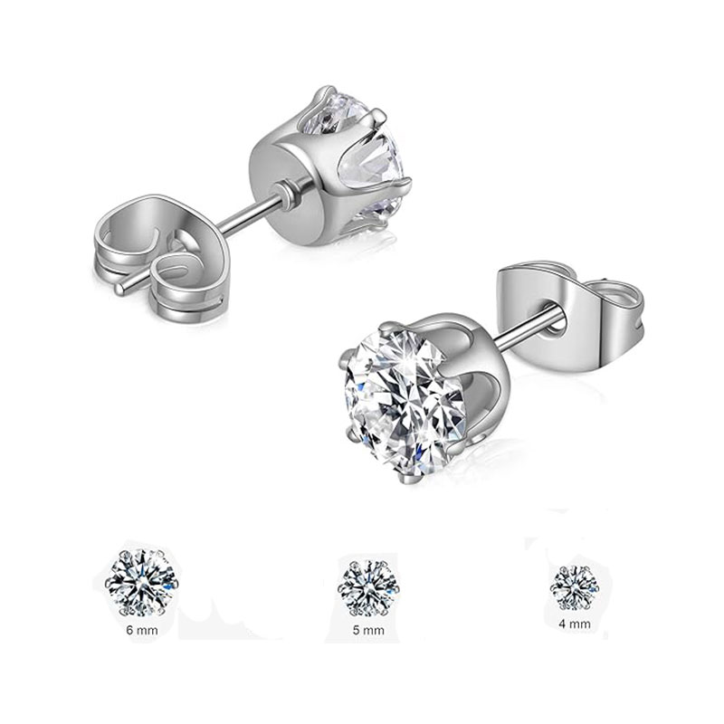 Elegant Glam Romantic Round Handmade Inlay Copper Zircon White Gold Plated Ear Studs display picture 7