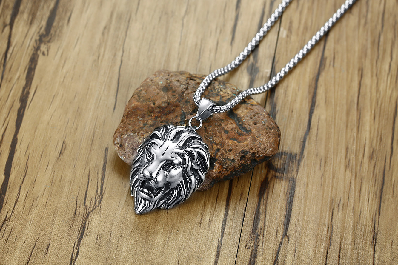 Casual Hip-Hop Vintage Style Lion Stainless Steel Titanium Steel Polishing Unisex Pendant Necklace display picture 1