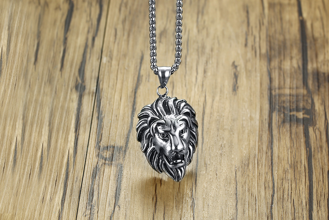 Casual Hip-Hop Vintage Style Lion Stainless Steel Titanium Steel Polishing Unisex Pendant Necklace display picture 3