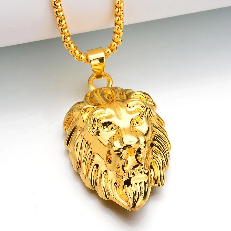 Casual Hip-Hop Vintage Style Lion Stainless Steel Titanium Steel Polishing Unisex Pendant Necklace display picture 5