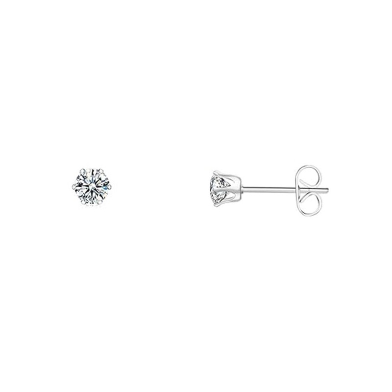 Elegant Glam Romantic Round Handmade Inlay Copper Zircon White Gold Plated Ear Studs display picture 6