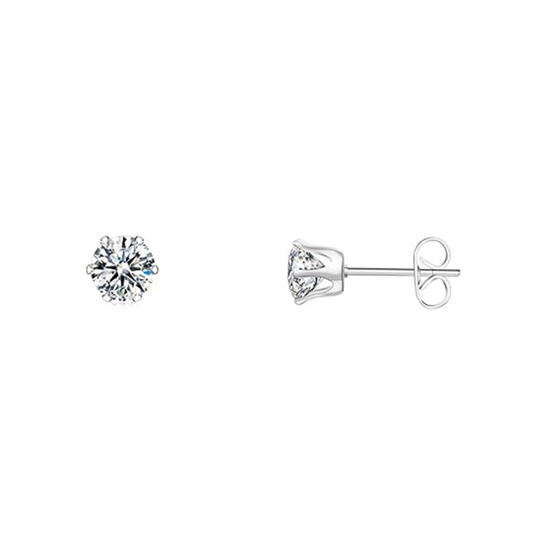 Elegant Glam Romantic Round Handmade Inlay Copper Zircon White Gold Plated Ear Studs display picture 2