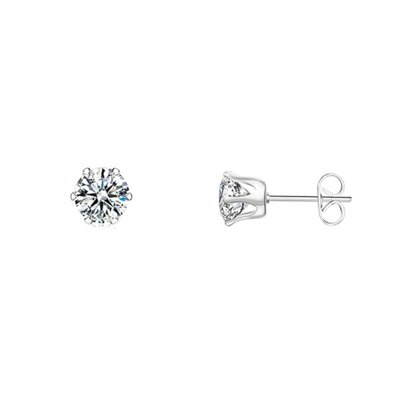 Elegant Glam Romantic Round Handmade Inlay Copper Zircon White Gold Plated Ear Studs display picture 3