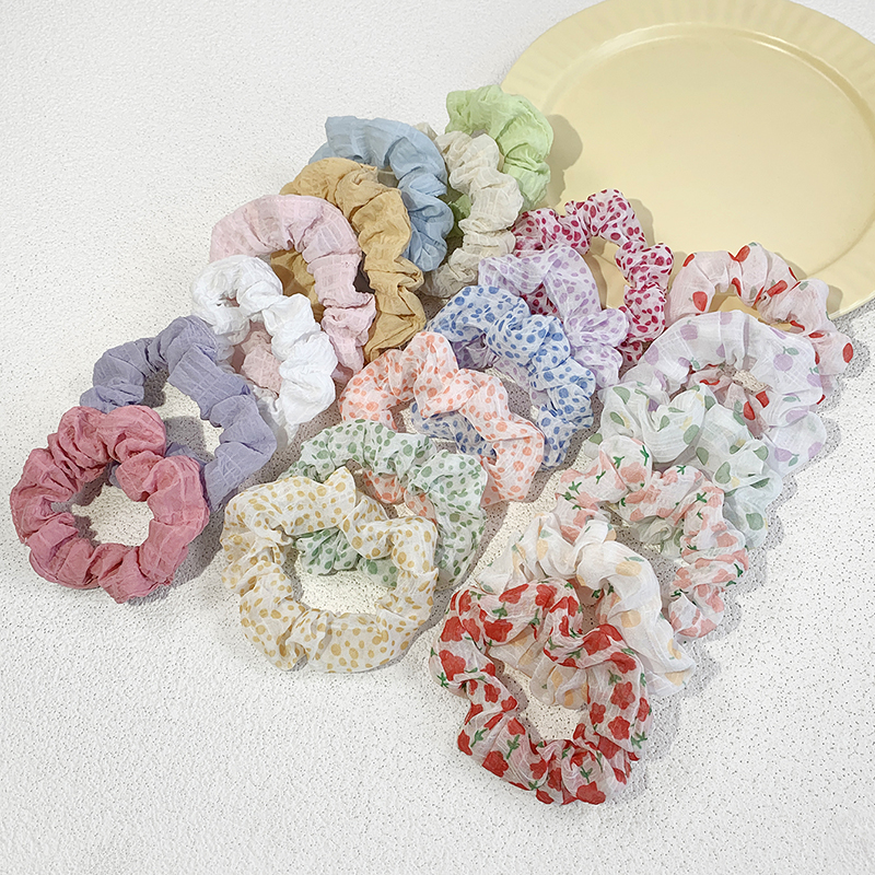 Women's Pastoral Solid Color Round Dots Flower Cloth Hair Tie display picture 7