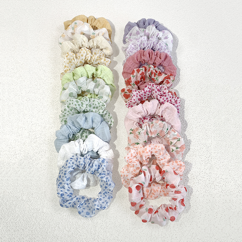 Women's Pastoral Solid Color Round Dots Flower Cloth Hair Tie display picture 6