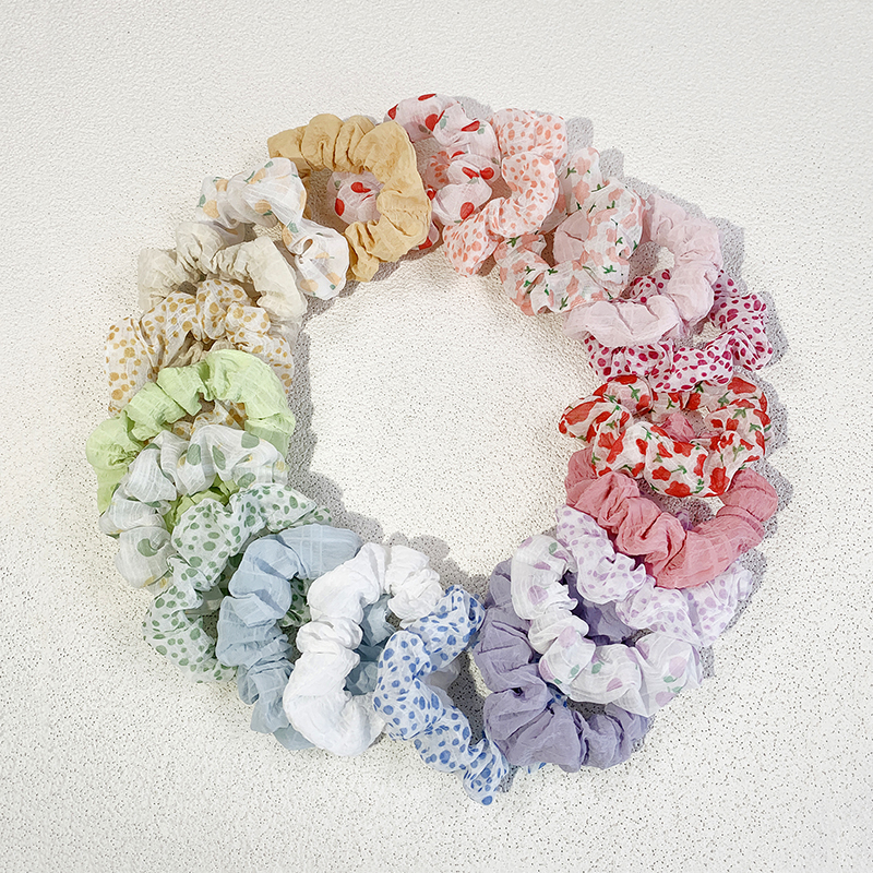 Women's Pastoral Solid Color Round Dots Flower Cloth Hair Tie display picture 8