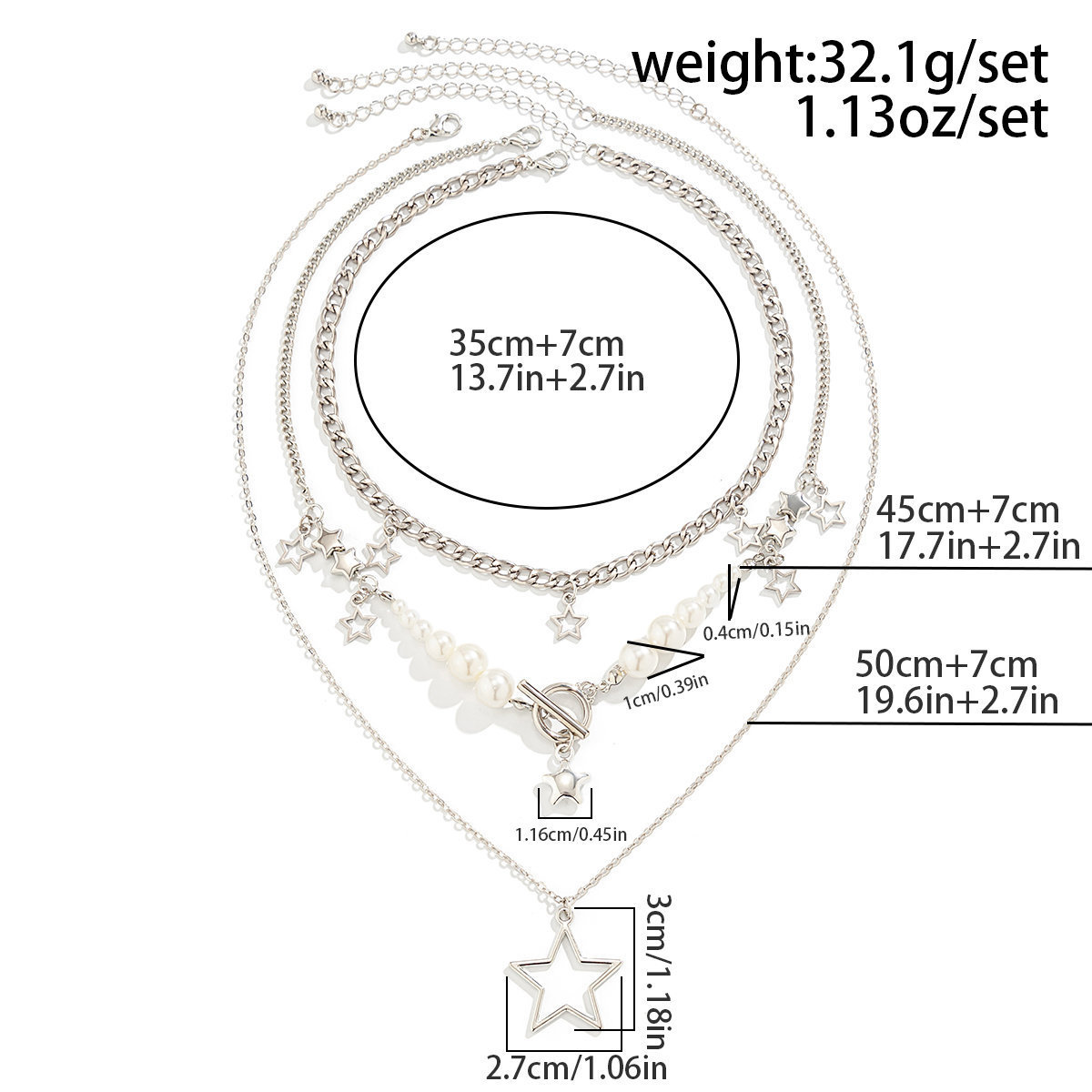 Cute Sweet Star Imitation Pearl Alloy Women's Three Layer Necklace display picture 1