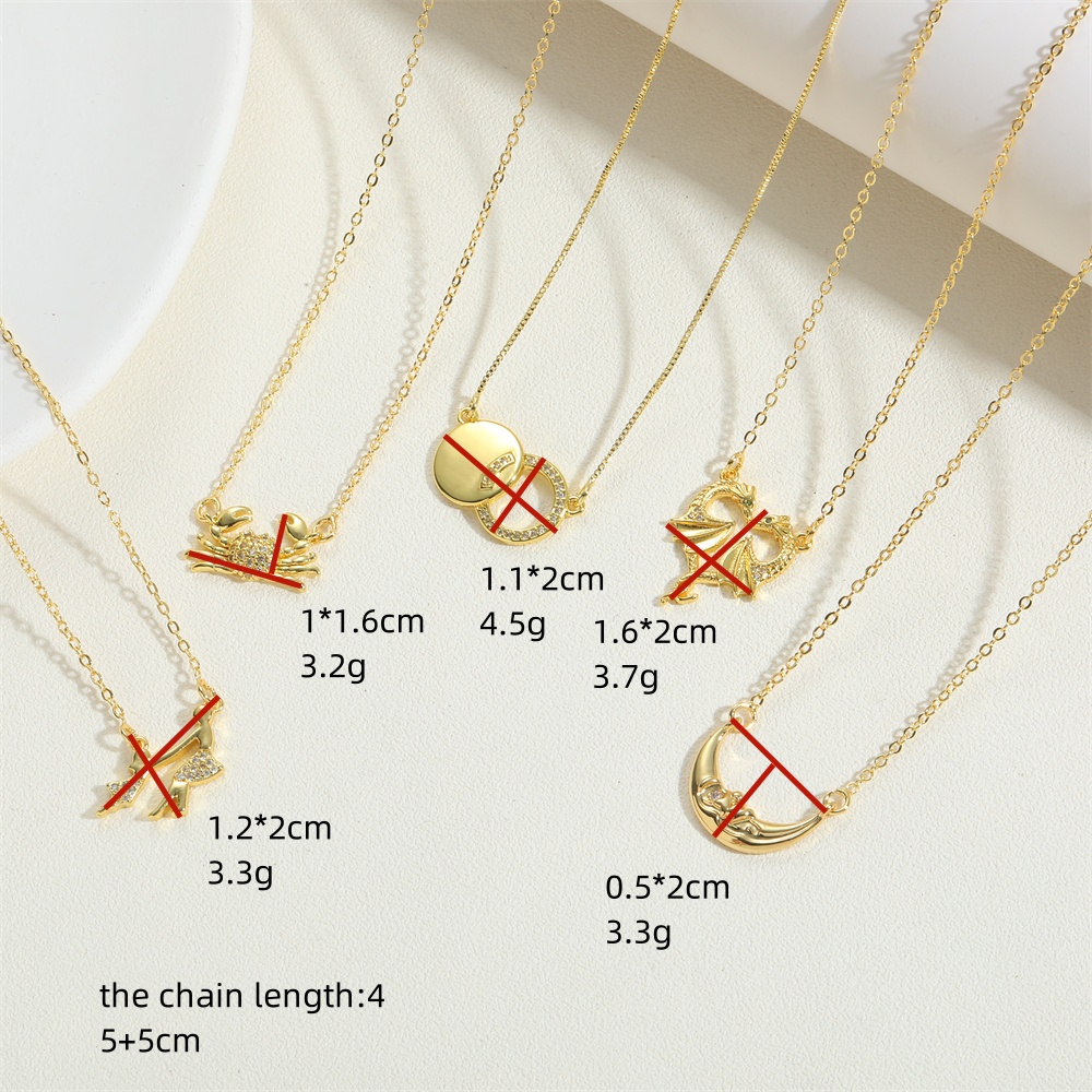 Copper 14K Gold Plated Vintage Style Simple Style Commute Human Animal Moon Inlay Zircon Necklace display picture 6
