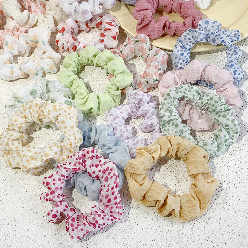 Women's Pastoral Solid Color Round Dots Flower Cloth Hair Tie display picture 9