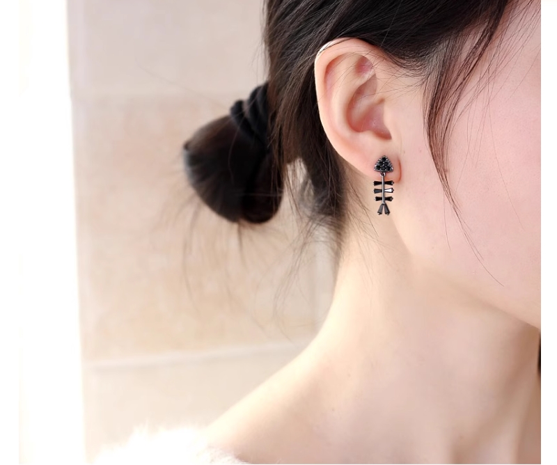 1 Pair Simple Style Fish Plating Inlay Copper Zircon Ear Studs display picture 3