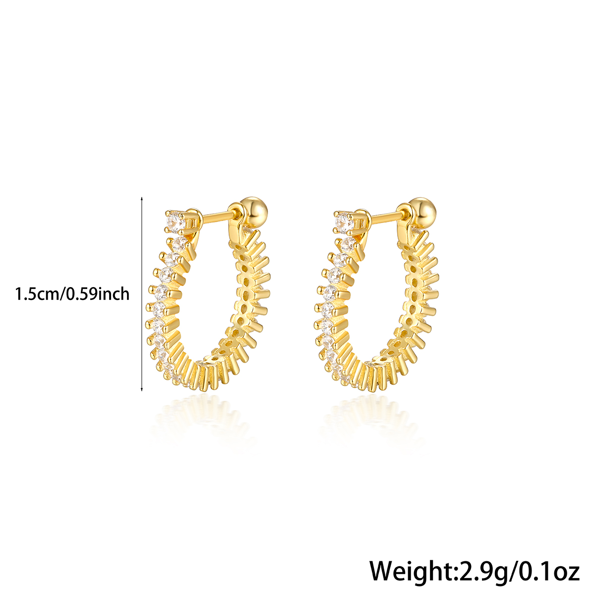 Casual Tropical Pastoral U Shape Inlay Sterling Silver Artificial Gemstones Artificial Diamond Gold Plated Earrings display picture 3