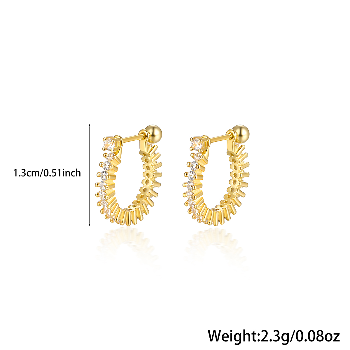 Casual Tropical Pastoral U Shape Inlay Sterling Silver Artificial Gemstones Artificial Diamond Gold Plated Earrings display picture 2