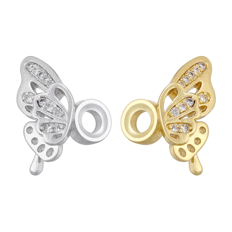 1 Pair 11.5 * Mm Hole 2~2.9mm Brass Zircon 18K Gold Plated Butterfly Polished Spacer Bars display picture 1