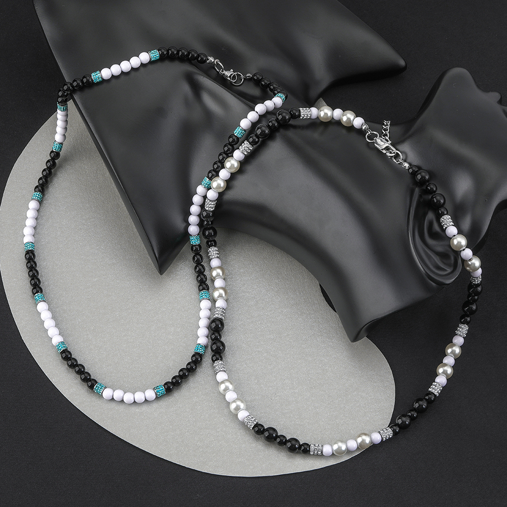 Edelstahl 304 Übertrieben Einfacher Stil Perlen Inlay Runden Zirkon Halskette display picture 2