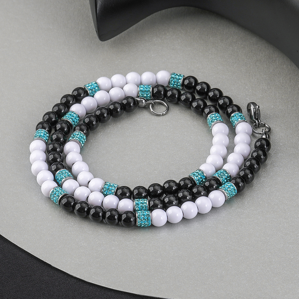 304 Stainless Steel Exaggerated Simple Style Beaded Inlay Round Zircon Necklace display picture 4