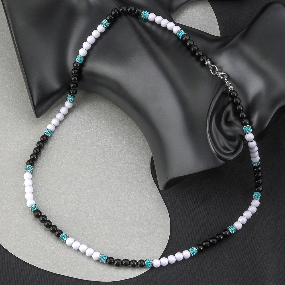 Edelstahl 304 Übertrieben Einfacher Stil Perlen Inlay Runden Zirkon Halskette display picture 5