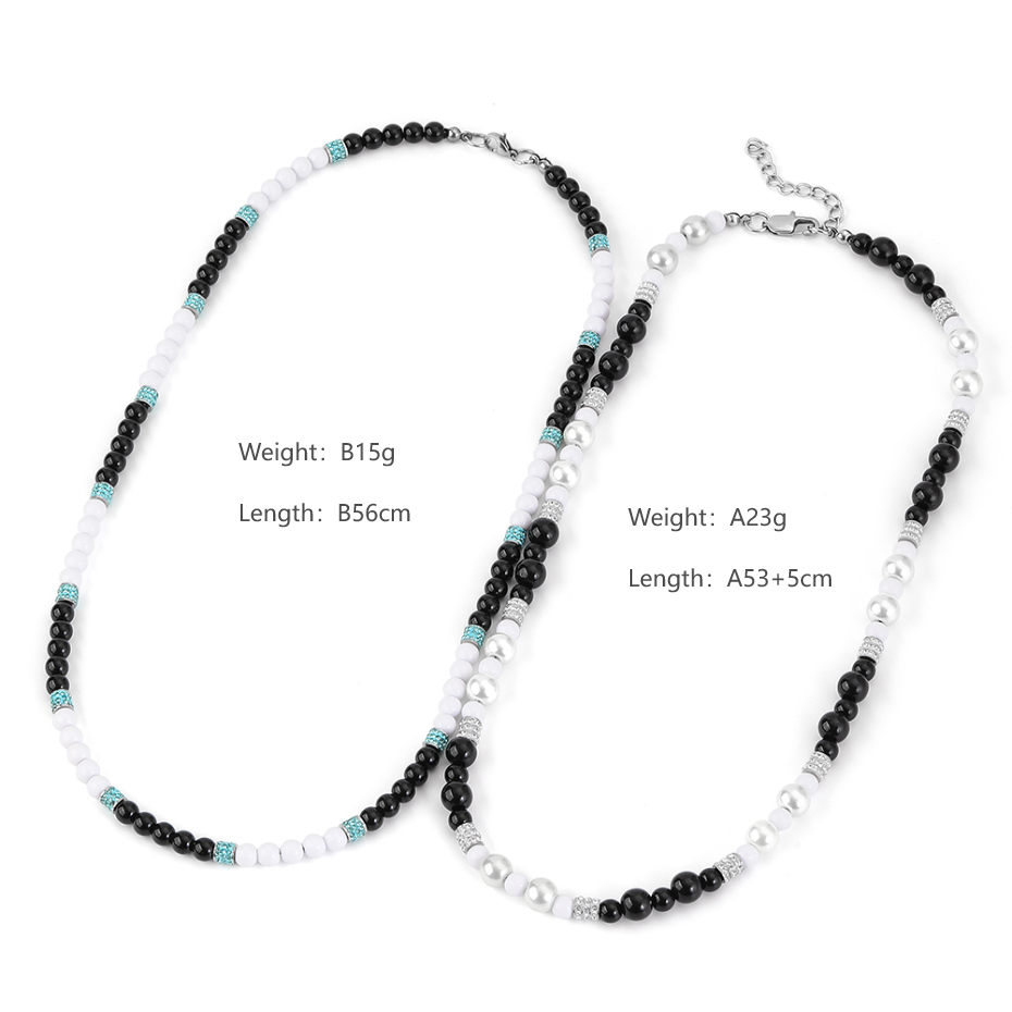 Edelstahl 304 Übertrieben Einfacher Stil Perlen Inlay Runden Zirkon Halskette display picture 8