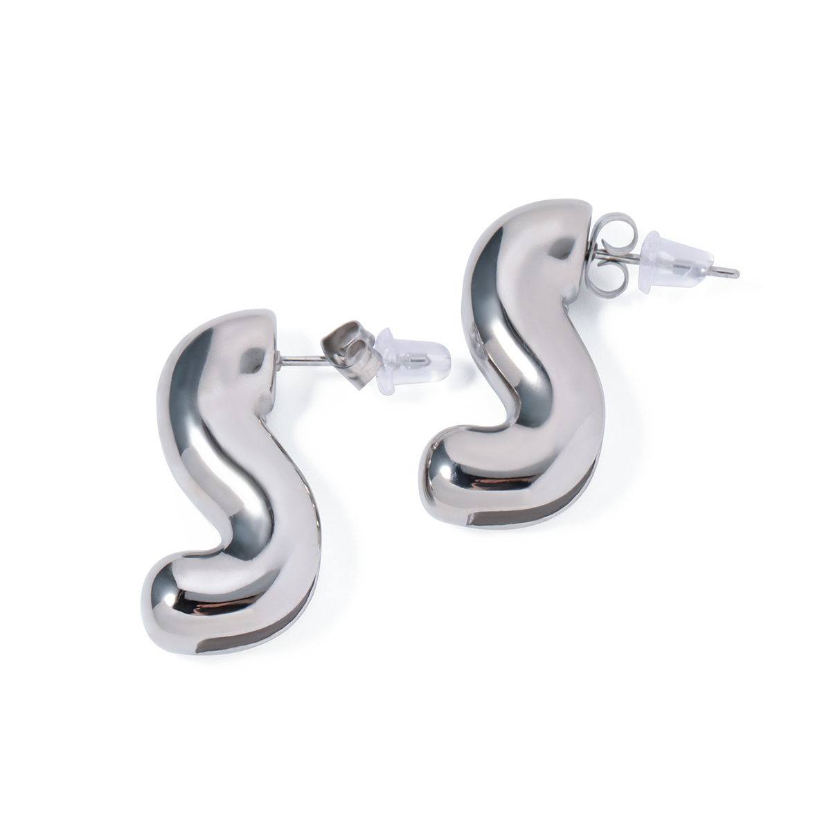 1 Pair IG Style S Shape 316 Stainless Steel  18K Gold Plated Ear Studs display picture 3