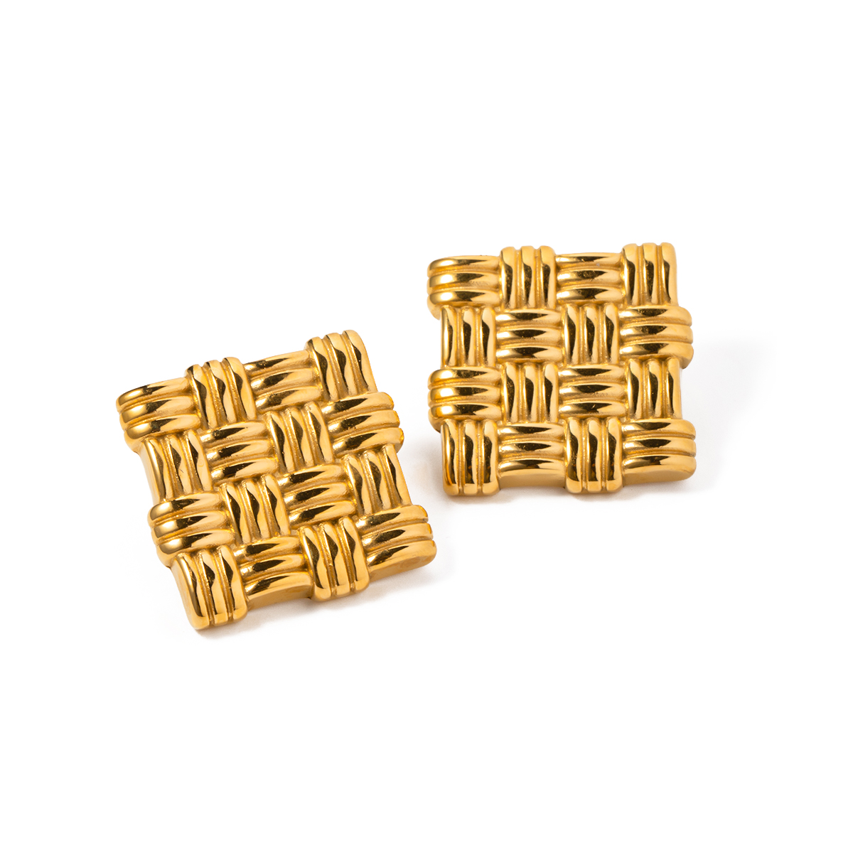 1 Pair IG Style Square 316 Stainless Steel  18K Gold Plated Ear Studs display picture 1