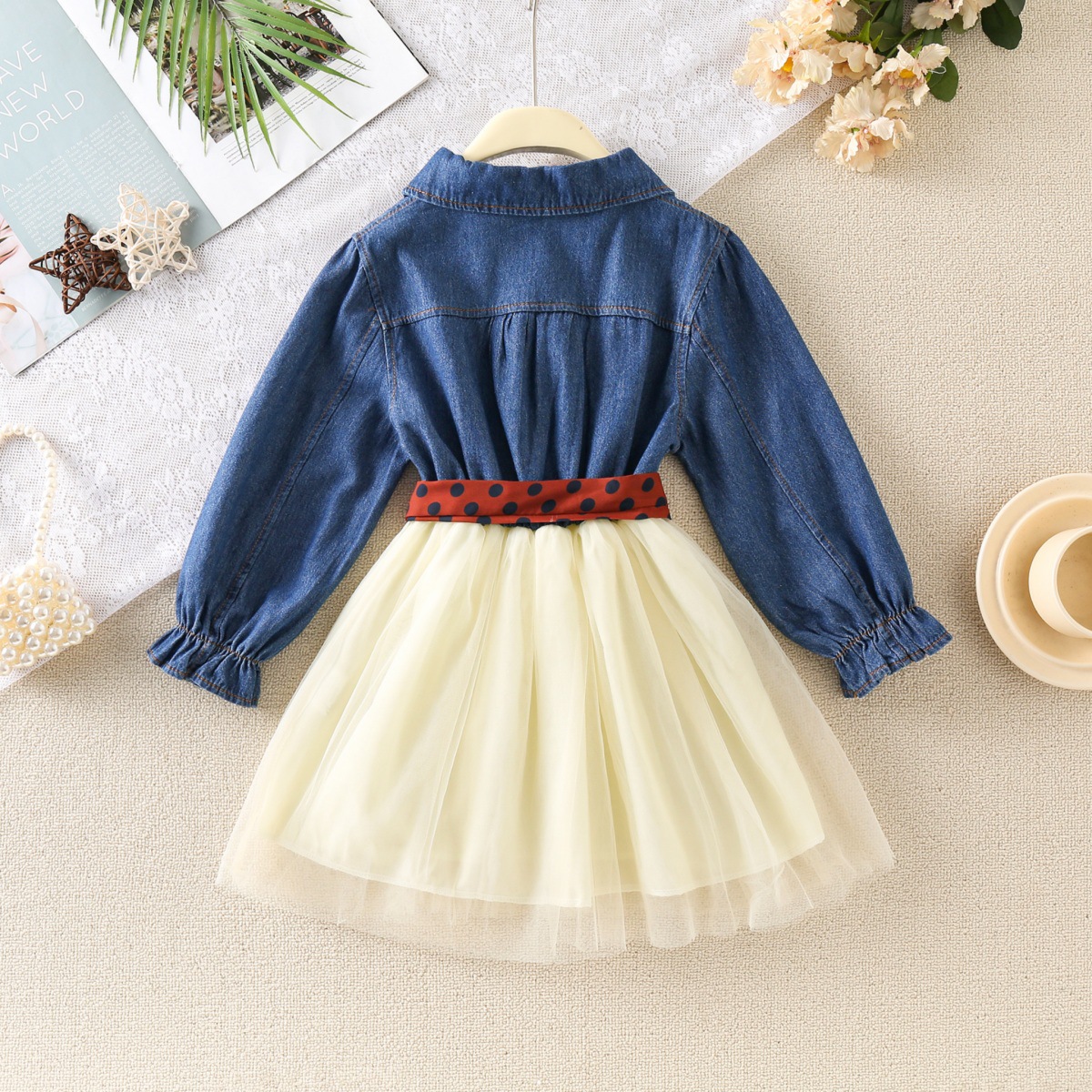 Elegant Princess Cute Color Block Bowknot Cotton And Linen Girls Dresses display picture 5