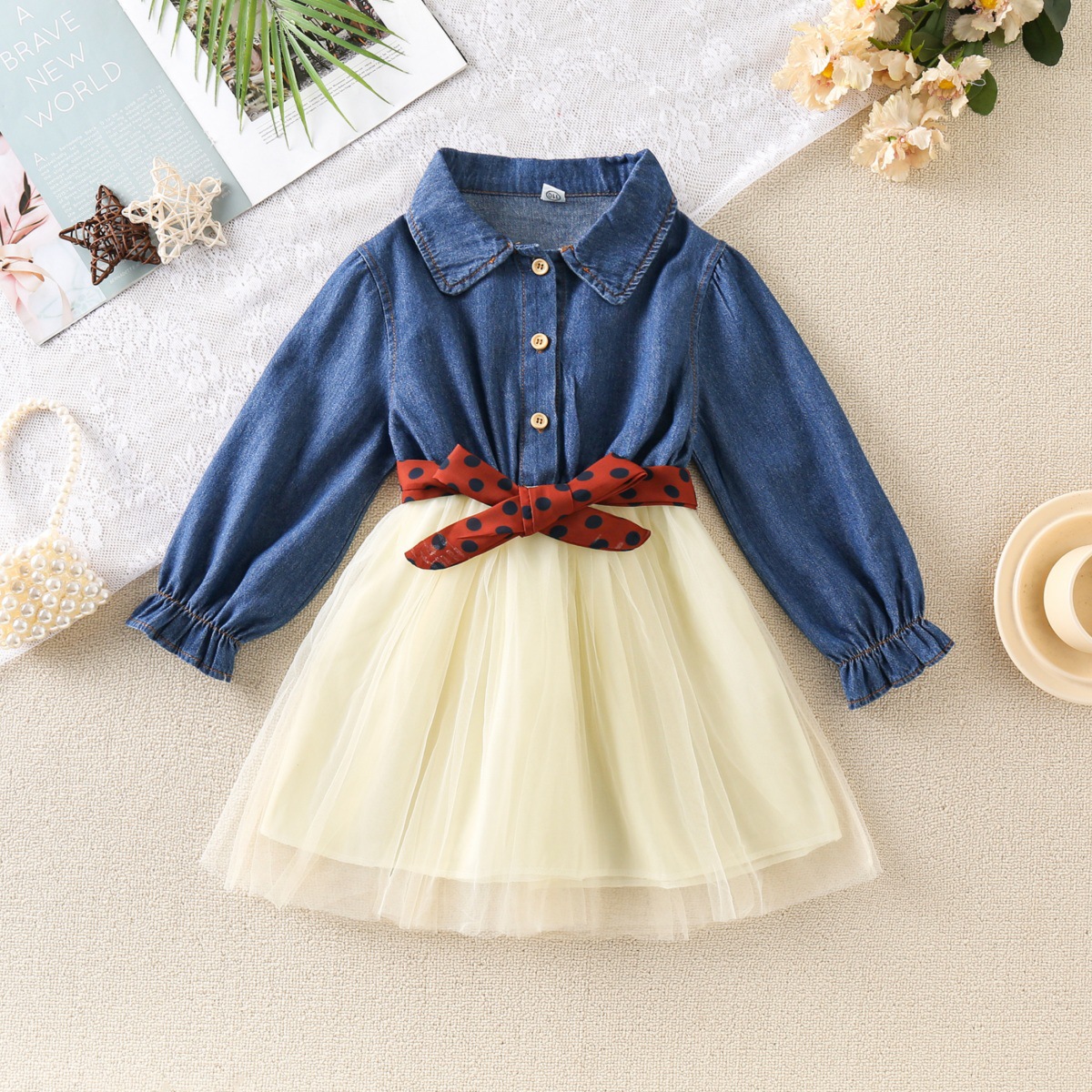 Elegant Princess Cute Color Block Bowknot Cotton And Linen Girls Dresses display picture 4